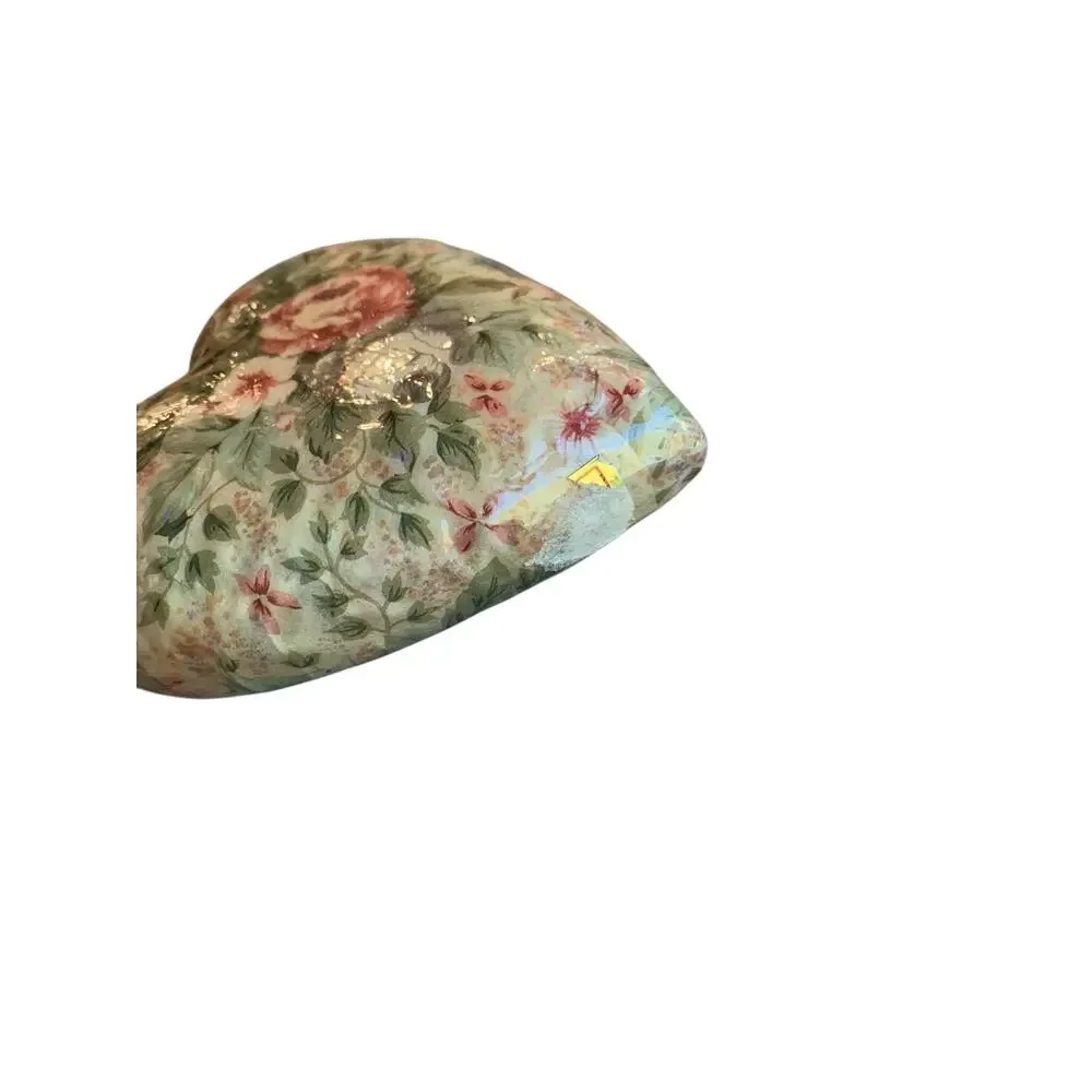Napco‎ Set 2 Paper Mache Decoupage Christmas Ornament Victorian Flowers 3-4 